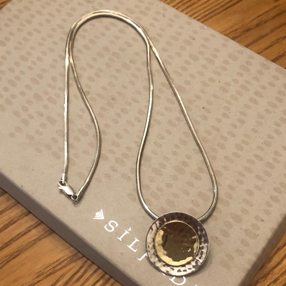 Vintage Silpada 14K Gold Plated Sterling Silver Pendant Snake Chain Necklace - Picture 5 of 13